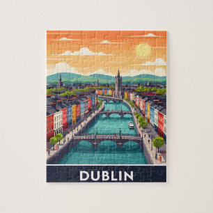 Puzzle Paysage urbain coloré de Dublin – La Liffey et ses