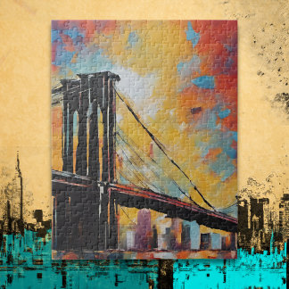 Puzzle Paysage urbain de New York au coucher du soleil su