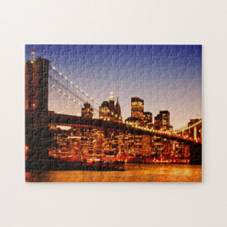 Puzzle Paysage urbain de New York avec le pont au-dessus