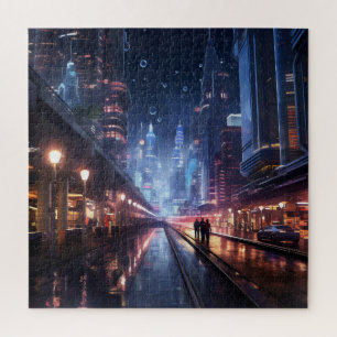 Puzzle Paysage urbain de nuit Sci-Fi