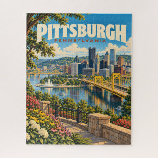 Puzzle Paysage urbain vintage de Pittsburgh Pennsylvanie