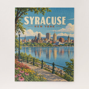 Puzzle Paysage urbain vintage de Syracuse, New York, au b