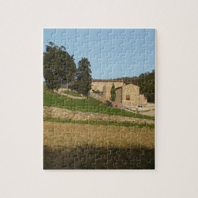 Puzzle Paysage vinicole rustique, Toscane, Italie, ton or (Vertical)