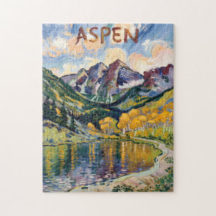 Puzzle Paysage vintage d'Aspen Colorado Maroon Bells