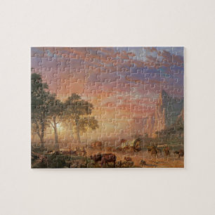 Puzzle Paysage vintage, sentier de l'Oregon par Bierstadt