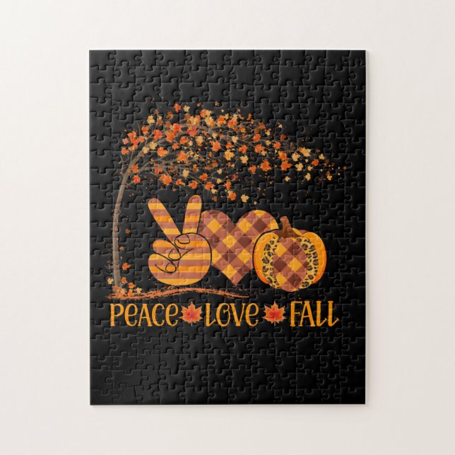 Puzzle Peace Love Automne Citrouille Autum Happy Fall (Vertical)