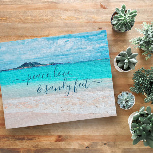 Puzzle Peace Love Sandy Feet Tropical Hawaii Beach Photo