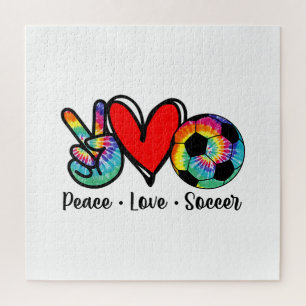 Puzzle Peace Love Soccer Tie Dye Design Femmes Ados Fille