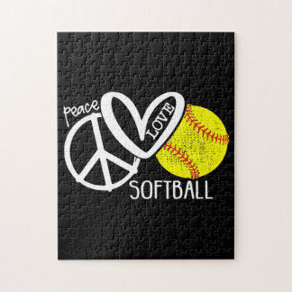 Puzzle Peace Love Softball Vector SKY