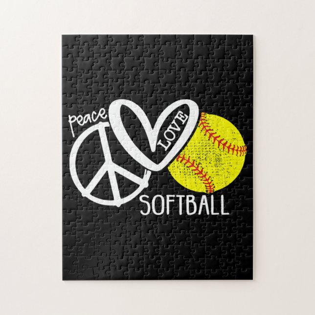Puzzle Peace Love Softball Vector SKY (Vertical)
