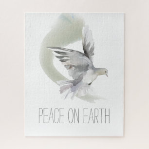 Puzzle Peace on Earth Dove Grey and White