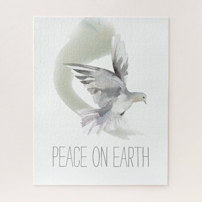 Puzzle Peace on Earth Dove Grey and White (Vertical)