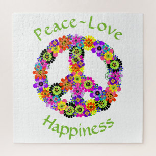 Puzzle Peace Sign Love & Happiness on White