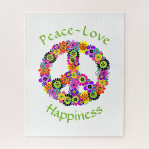 Puzzle Peace Sign Love & Happiness on White