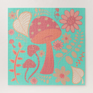 Puzzle Peach Fuzz Couleur de l'année champignons floral
