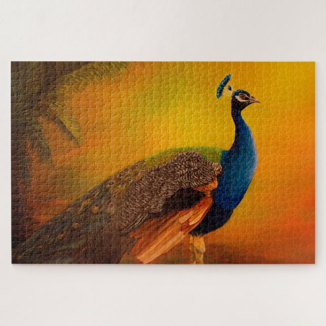 Puzzle Peacock au lever du soleil peinture art (Horizontal)