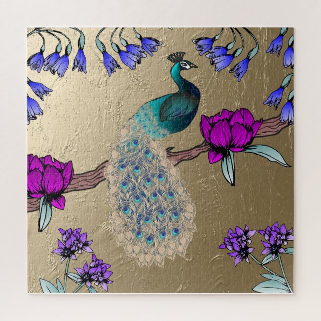 Puzzle Peacock En Or (Vertical)