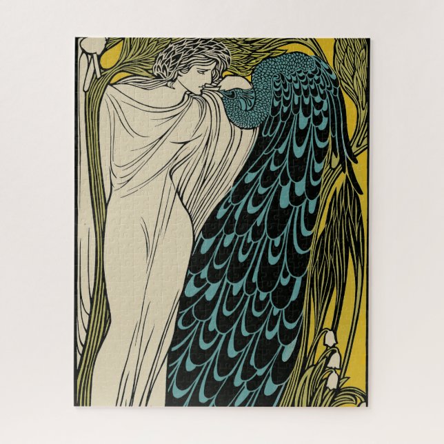 Puzzle Peacock Fine Art Bird Nouveau (Vertical)