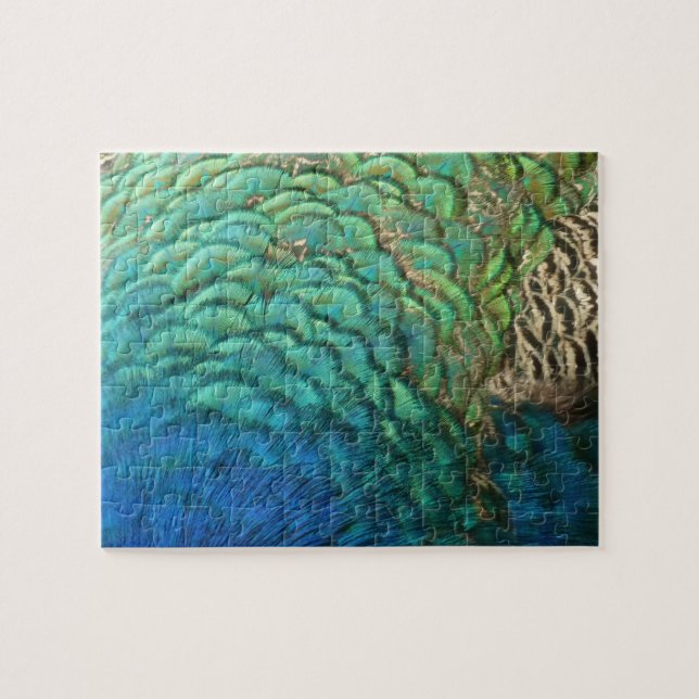 Puzzle Peacock Plumes I Colorful Abstrait Nature Design (Horizontal)