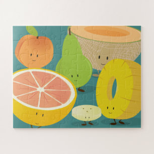 Puzzle Pear Grapefruit Ananas Pêche Cartoon Cartoon Cute