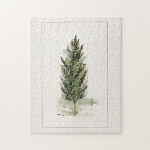 Puzzle Pear Tree (Pyrus communis) Aquarelle Peinture