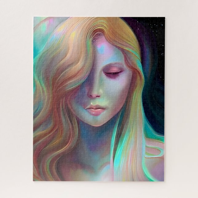 Puzzle Pearlescent Imaginaire Ai Art Jolie Ethereal Woman (Vertical)