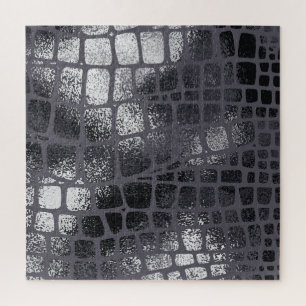 Puzzle Peau de serpent noir métallique : Texture élégante