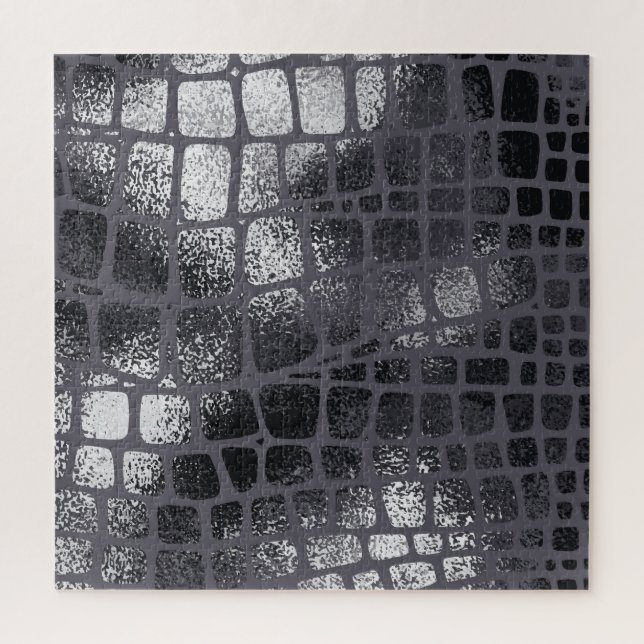Puzzle Peau de serpent noir métallique : Texture élégante (Vertical)