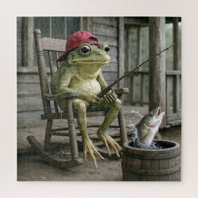 Puzzle Pêche à la grenouille dans un tonneau de whisky (Vertical)