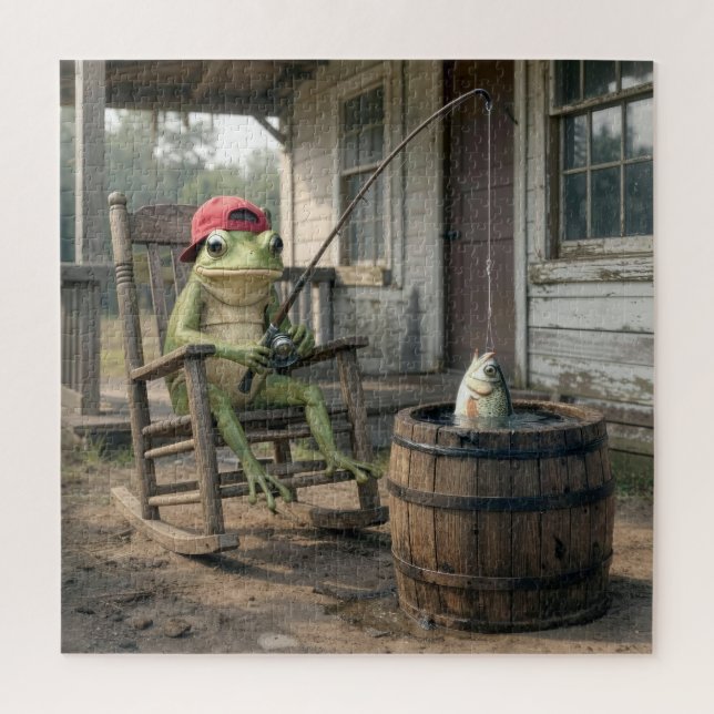 Puzzle Pêche à la grenouille dans un tonneau de whisky (Vertical)