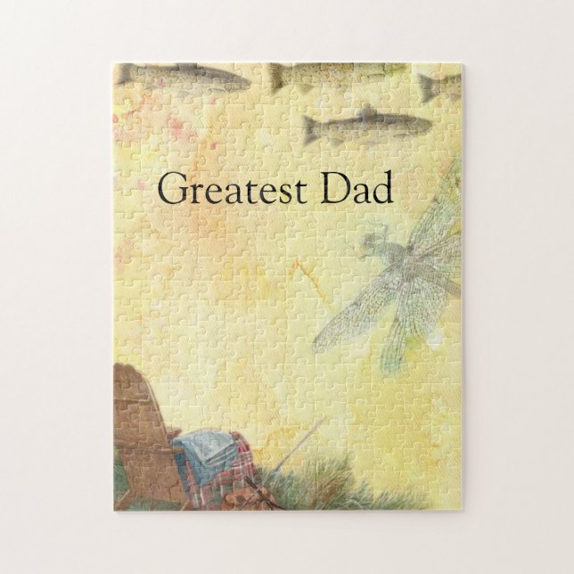 Puzzle Pêche à la mouche sur mesure truite illustrée (Vertical)