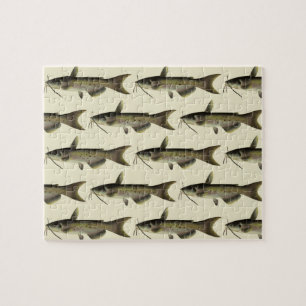 Puzzle Pêche au poisson-chat, vie marine vintage poisson