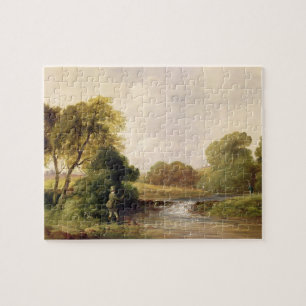 Puzzle Pêche : Jouant un poisson (huile sur la toile)