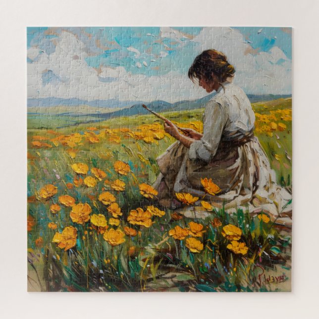 Puzzle Peintre dans la prairie (Vertical)