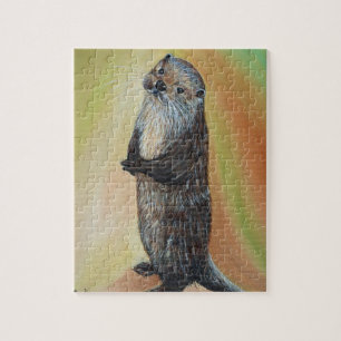 Puzzle Peinture à la loutre de la rivière debout