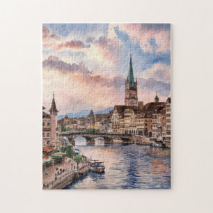 Puzzle Peinture à l'aquarelle de Zurich Suisse
