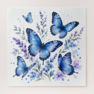 Puzzle Peinture à l'aquarelle Papillons bleus