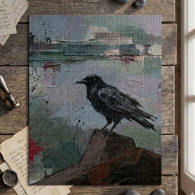 Puzzle Peinture à l'huile Corbeau – Gothique Corvidien So (Moody gothic raven oil painting jigsaw puzzle)