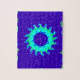 Puzzle Peinture à l'huile d'art floral bleu Iridescente