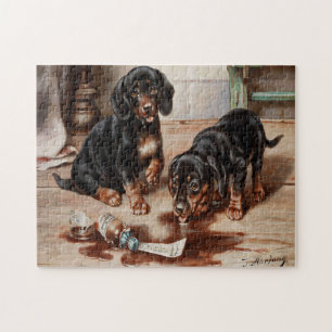 Puzzle Peinture à l'huile de chien de Carl Reichert vinta