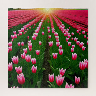 Puzzle Peinture à l'huile de coucher de soleil de Tulipe 