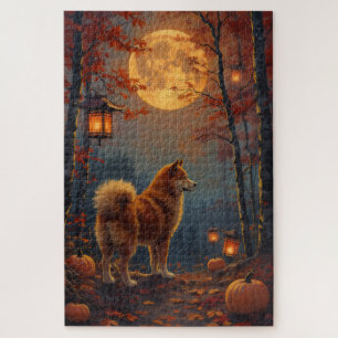 Puzzle Peinture à l'huile de lune gothique Akita Hallowee