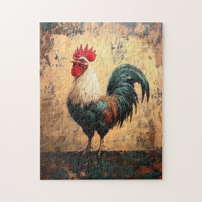 Puzzle Peinture à l'huile de poulet gras Rooster (Vertical)