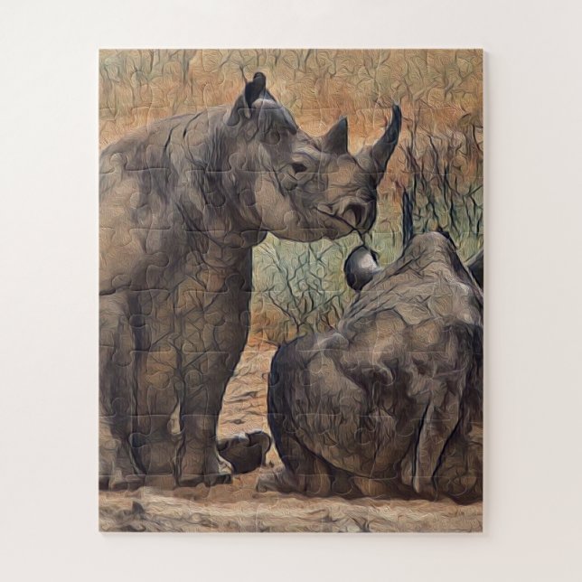 Puzzle Peinture à l'huile de rhinocéros,  (Vertical)