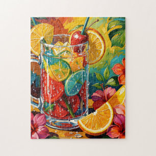Puzzle Peinture à l'huile impasto de cocktail d'été tropi