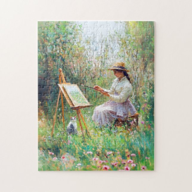 Puzzle Peinture à l'huile impressionniste de chat à côté  (Vertical)