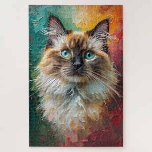 Puzzle Peinture à l'huile vibrante pour chat Ragdoll arti