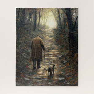 Puzzle Peinture à l'impasto d'un homme et de son chien ma