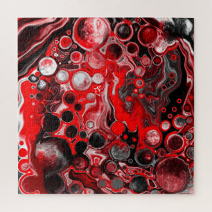 Puzzle Peinture à verres rouge, blanc et noir Fluid Art