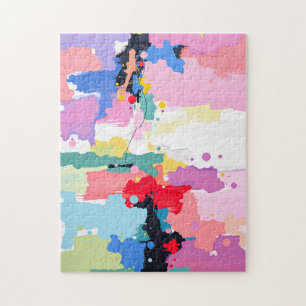 Puzzle Peinture Abstraite Colorée avec Taches et Gouttes